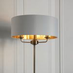 Highclere 3lt Floor Antique Brass & White Shade - Image 6