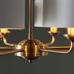 Highclere 6lt Pendant Antique Brass & White Shades - Image 8