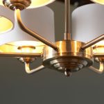 Highclere 6lt Pendant Antique Brass & White Shades - Image 9