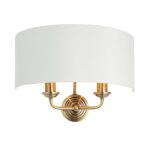 Highclere 2lt Wall Antique Brass & White Shade