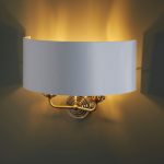 Highclere 2lt Wall Antique Brass & White Shade - Image 3