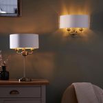 Highclere 2lt Wall Antique Brass & White Shade - Image 4