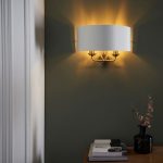 Highclere 2lt Wall Antique Brass & White Shade - Image 5