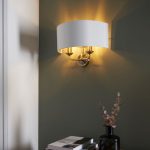 Highclere 2lt Wall Antique Brass & White Shade - Image 6