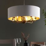 Highclere 8lt Pendant Antique Brass & White Shade - Image 3