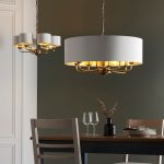 Highclere 8lt Pendant Antique Brass & White Shade - Image 4
