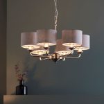 Highclere 6lt Pendant Brushed Chrome & Natural Shades - Image 3