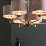 Highclere 6lt Pendant Brushed Chrome & Natural Shades - Image 6