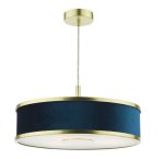 Alvaro 3lt Pendant Brushed Brass With Blue Shade