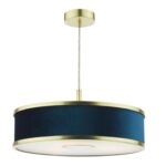 Alvaro 3lt Pendant Brushed Brass With Blue Shade