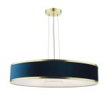 Alvaro 6lt Pendant Brushed Brass With Blue Shade