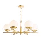 Bombazine 6lt Pendant Natural Brass & Opal Glass
