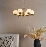 Bombazine 6lt Pendant Natural Brass & Opal Glass - Image 7