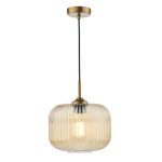 Demarius Pendant Natural Brass & Amber Glass