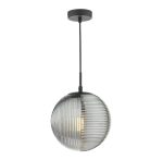 Evander Single Pendant Matt Black & Smoked Glass
