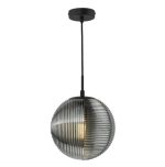 Evander Single Pendant Matt Black & Smoked Glass - Image 2