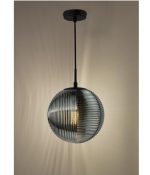 Evander Single Pendant Matt Black & Smoked Glass - Image 5