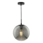Evander Single Pendant Matt Black & Smoked Glass - Image 8