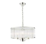 Evelyn 3lt Pendant Polished Nickel Glass
