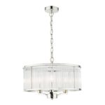 Evelyn 3lt Pendant Polished Nickel Glass