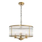 Evelyn 3lt Pendant Antique Bronze & Glass
