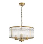 Evelyn 3lt Pendant Antique Bronze & Glass