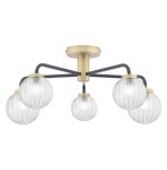 Gibbs 5lt Semi-Flush Antique Brass & Glass - Image 2