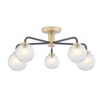 Gibbs 5lt Semi-Flush Antique Brass & Glass