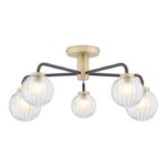 Gibbs 5lt Semi-Flush Antique Brass & Glass