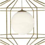 Izmir 1lt Pendant Hexagonal Old Gold Frame Opal Glass - Image 2
