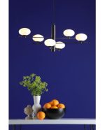 Jasper 6lt Pendant Matt Black Opal Glass - Image 5