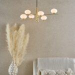 Jasper 6lt Pendant Satin Gold & Opal Glass - Image 6
