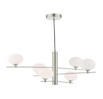 Jasper 6lt Pendant Satin Nickel & Opal Glass