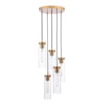 Jodelle 5lt Cluster Pendant Polished Bronze & Glass