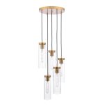 Jodelle 5lt Cluster Pendant Polished Bronze & Glass