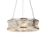 Bright Nickel 6lt Pendant With Concave Clear Glass