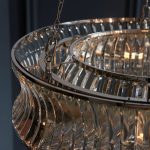 Bright Nickel 6lt Pendant With Concave Clear Glass - Image 7