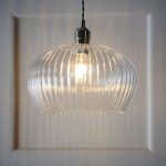 Ribbed Clear Glass & Bright Nickel Medium Pendant - Image 2