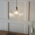 Ribbed Clear Glass & Bright Nickel Medium Pendant - Image 3
