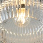 Ribbed Clear Glass & Bright Nickel Medium Pendant - Image 4
