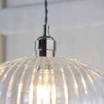 Ribbed Clear Glass & Bright Nickel Medium Pendant - Image 6