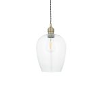 Clear Glass & Antique Brass Pendant