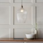 Ribbed Clear Glass & Bright Nickel Large Pendant - Image 2