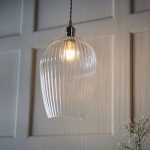 Ribbed Clear Glass & Bright Nickel Large Pendant - Image 3