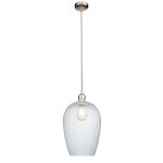 Ribbed Clear Glass & Bright Nickel Large Pendant - Image 8