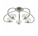 Leighton 5lt Semi Flush Satin Chrome & Sugar Cane Glass
