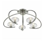 Leighton 5lt Semi Flush Satin Chrome & Sugar Cane Glass