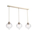 Mya 3lt Bar Pendant Antique Brass & Glass
