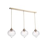 Mya 3lt Bar Pendant Antique Brass & Glass