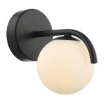 Orlena Wall Light Matt Black & Opal Glass - Image 4